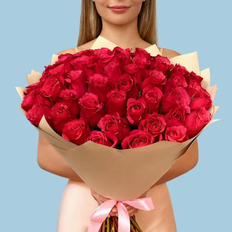 Bouquet of 50 Hot Pink roses image