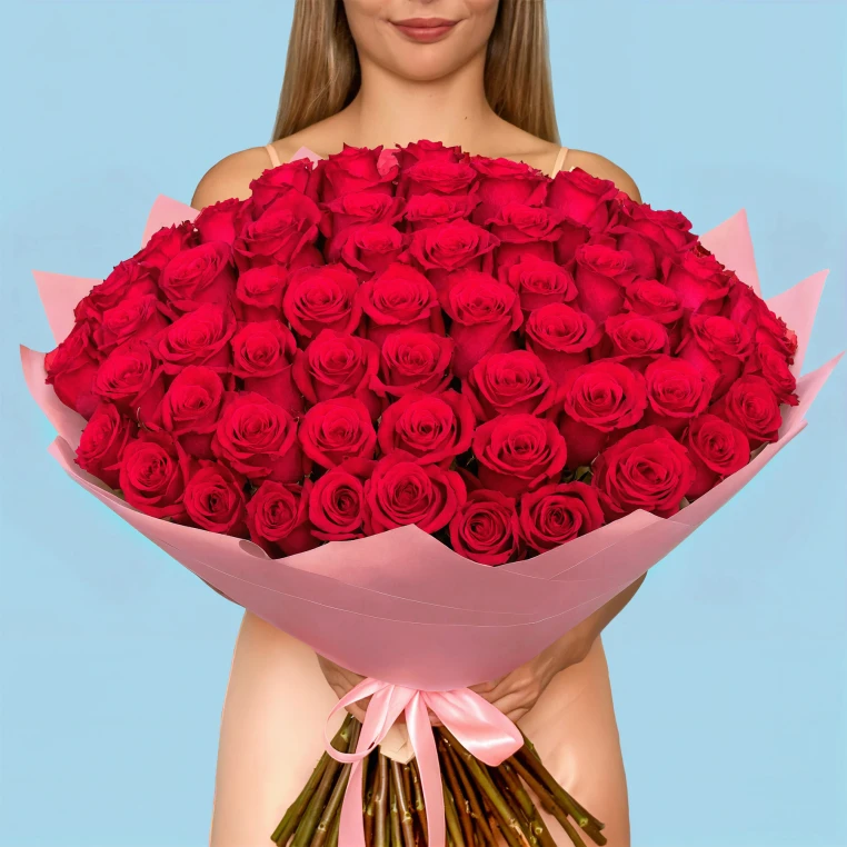 Bouquet of 100 Hot Pink roses image