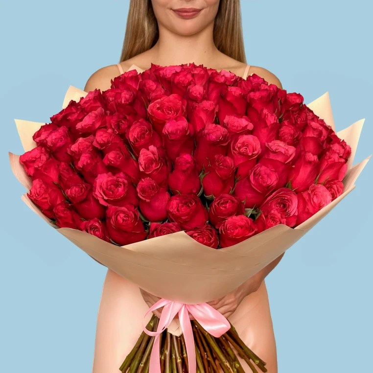 100 Premium Hot Pink Roses image