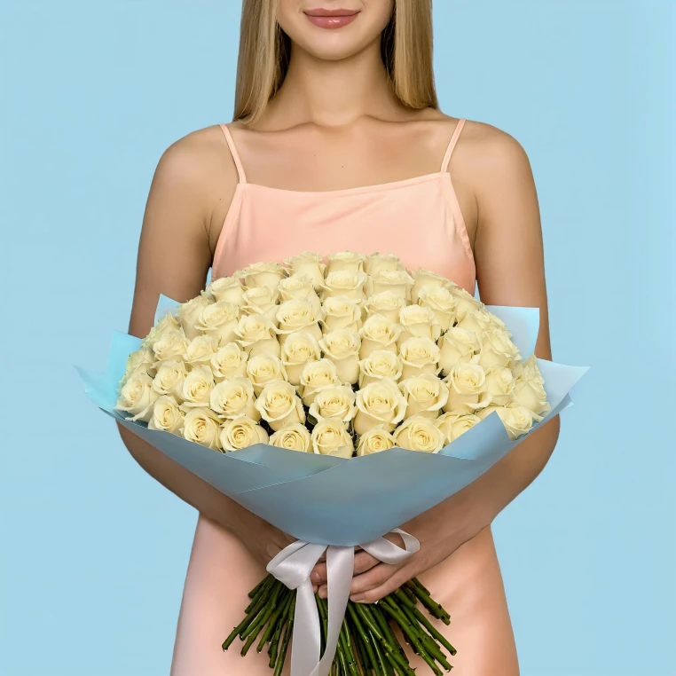 100 White Roses from Kenya image