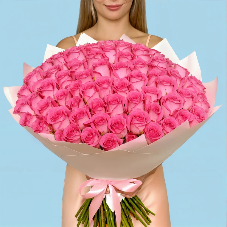 100 Premium Pink Roses image